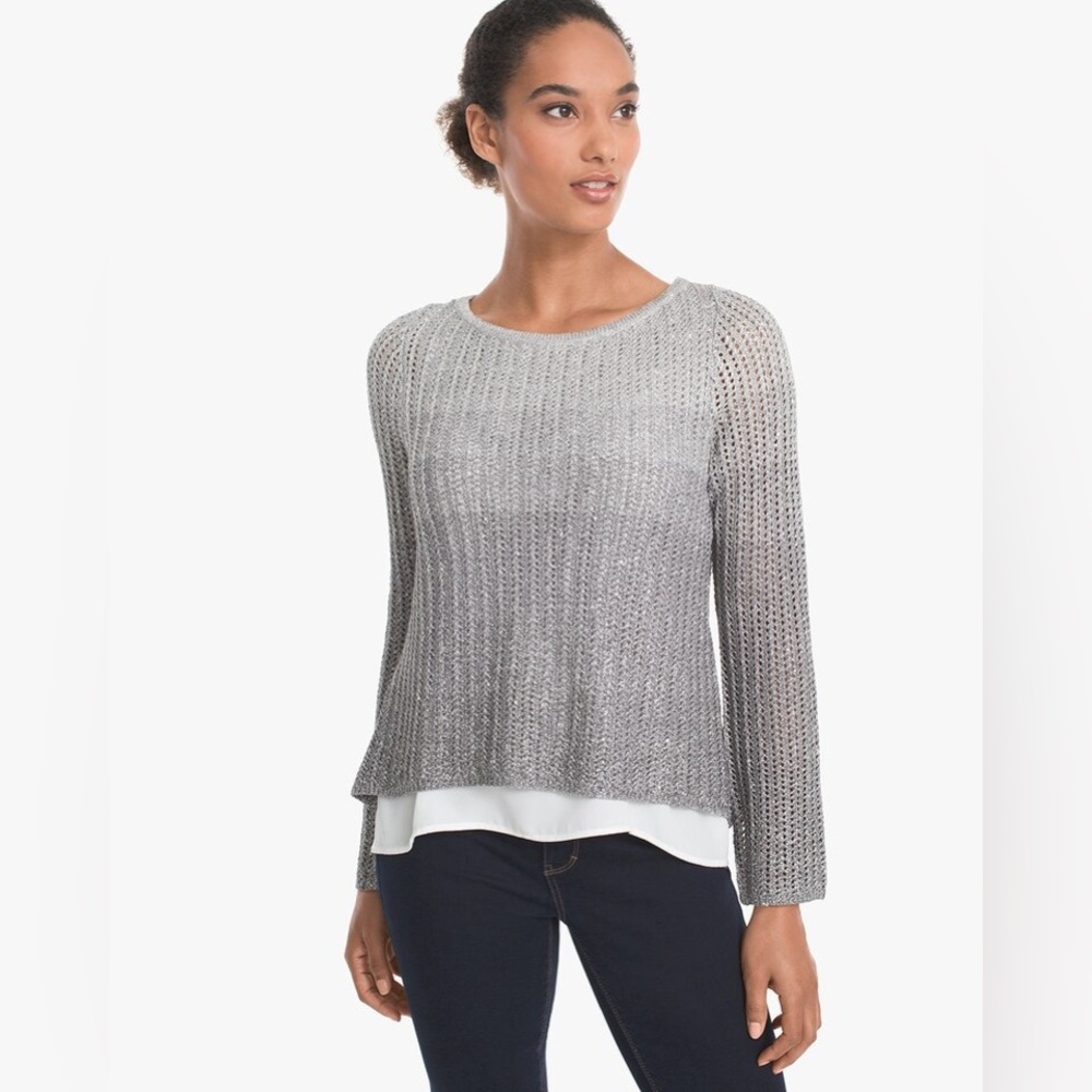 WHBM Sequin Ombre Twofer Sweater